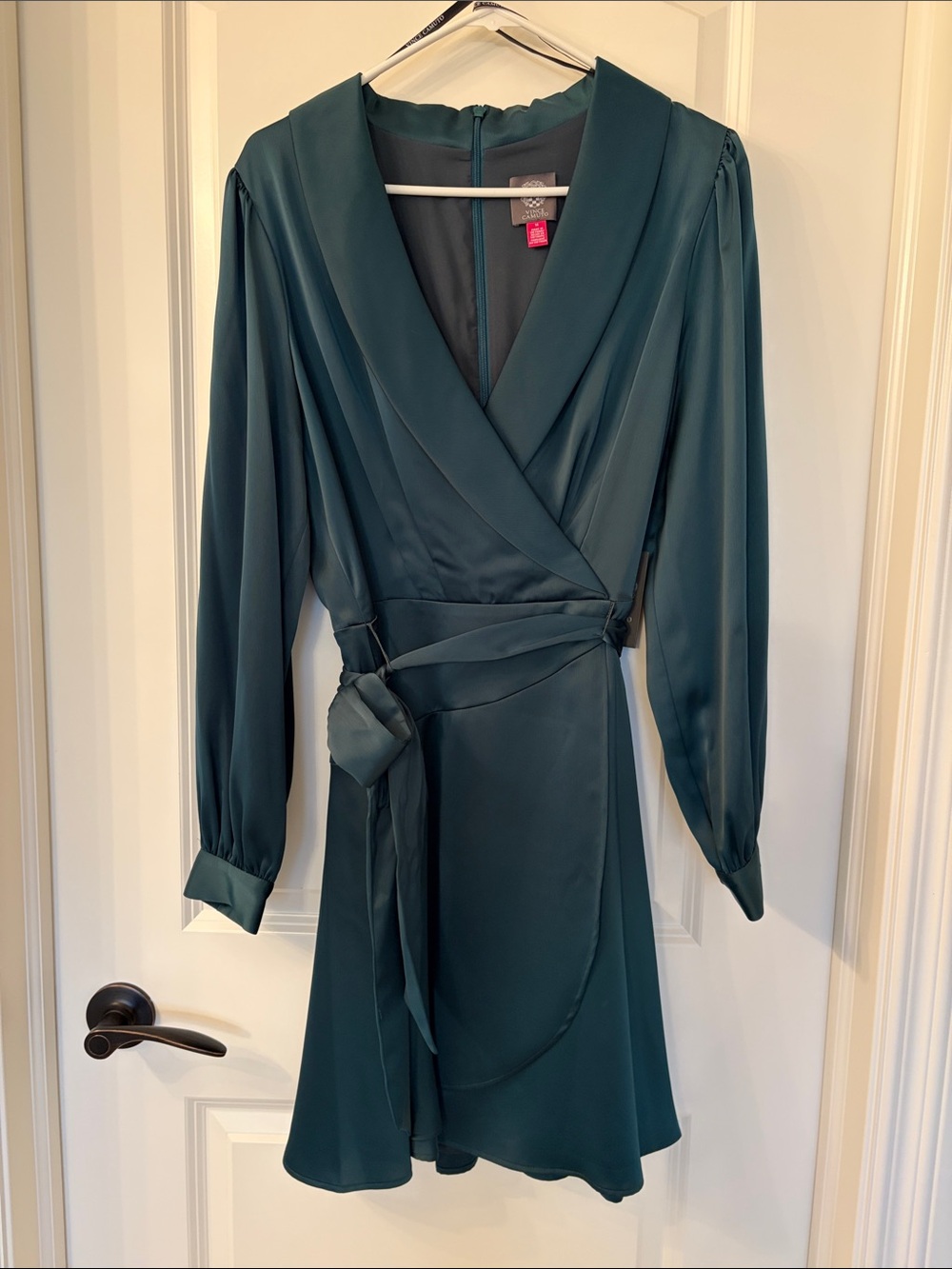 Vince Camuto Teal Wrap Dress with Tie Waist